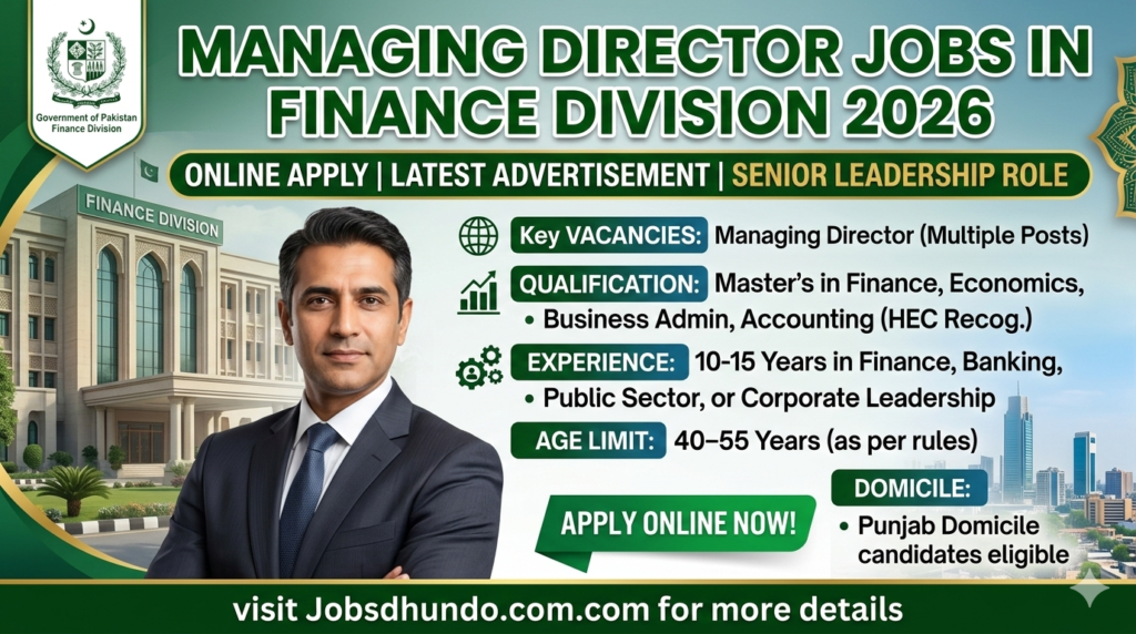 Managing Director Jobs in Finance Division 2026 Online Apply | Latest Advertisement