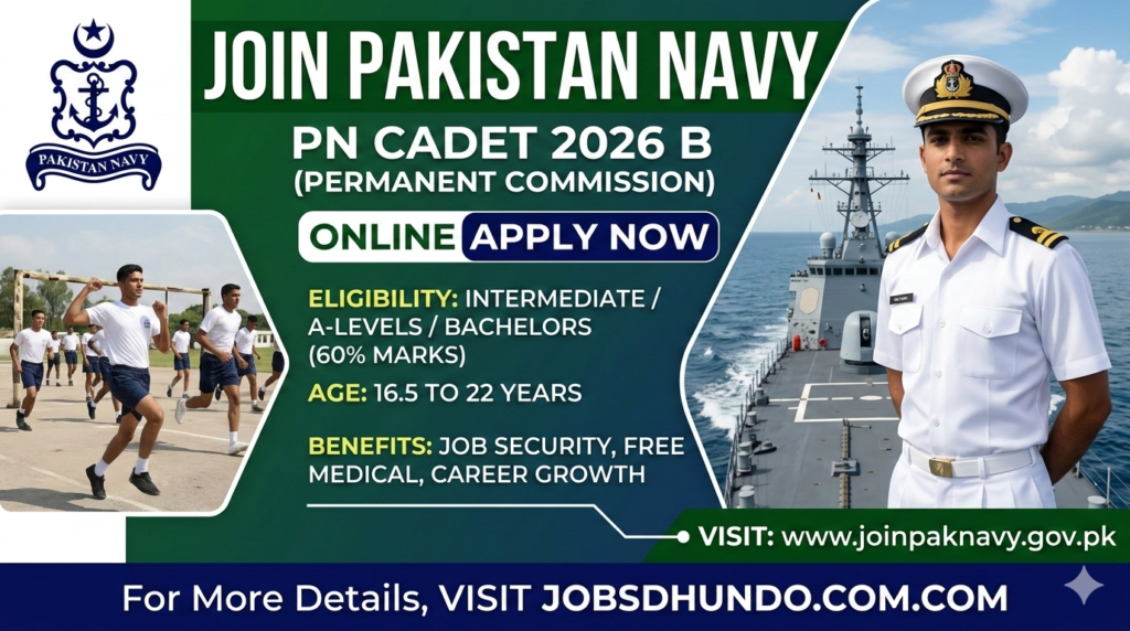 Pakistan Navy PN Cadet 2026 B Registration Open | Join Pakistan Navy Permanent Commission